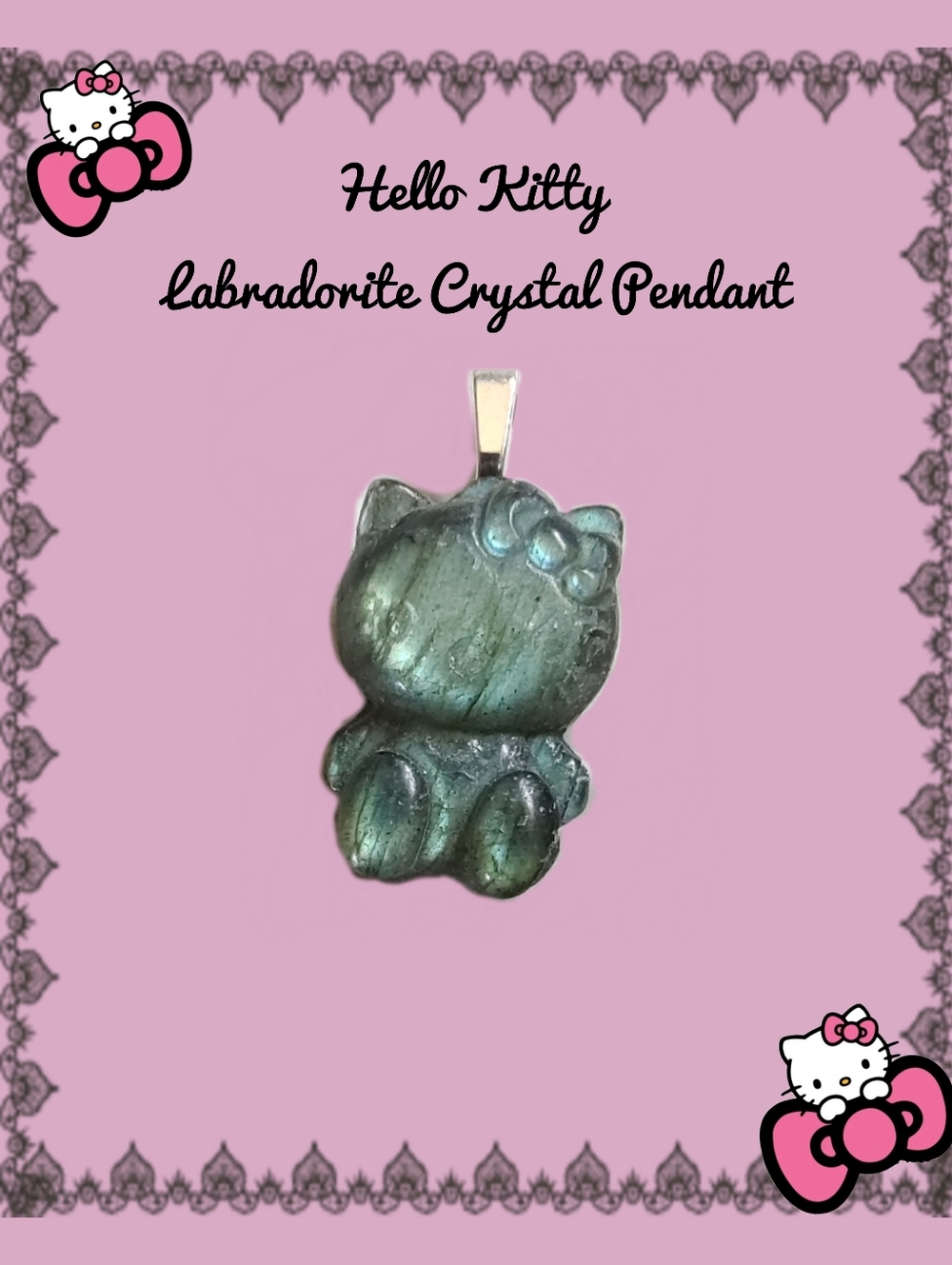 Hello Kitty Labradorite Pendant